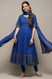 Red Cambric Anarkali Kurta Churidar Suit Set image number 0