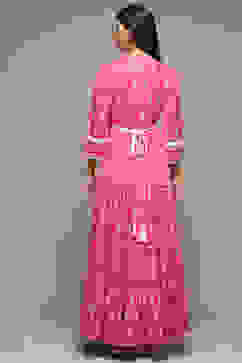 Pink Cotton Tiered Dress Embroidered Dress image number 3