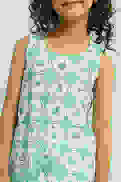 Green and White Cotton A-Line Kurta Set image number 1