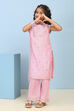 Aqua Polyester Straight Printed Suit Set image number 0