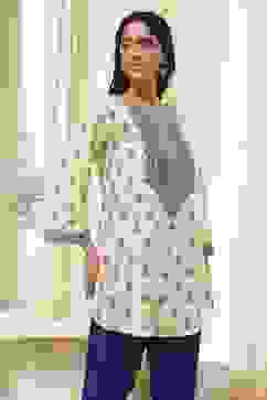 Beige Printed Straight Short Kurta image number 4