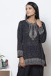 Black Straight Art Silk Short Printed Kurti image number 2