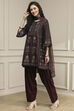 Brown Printed Straight Suit Set image number 3