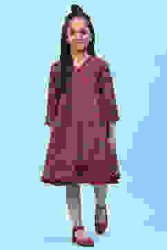 Maroon Silk Asymmetric Printed Dress image number 4