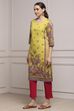 Green Cotton Printed Straight Kurta image number 2