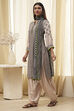 Black and Beige Printed Straight Suit Set image number 3