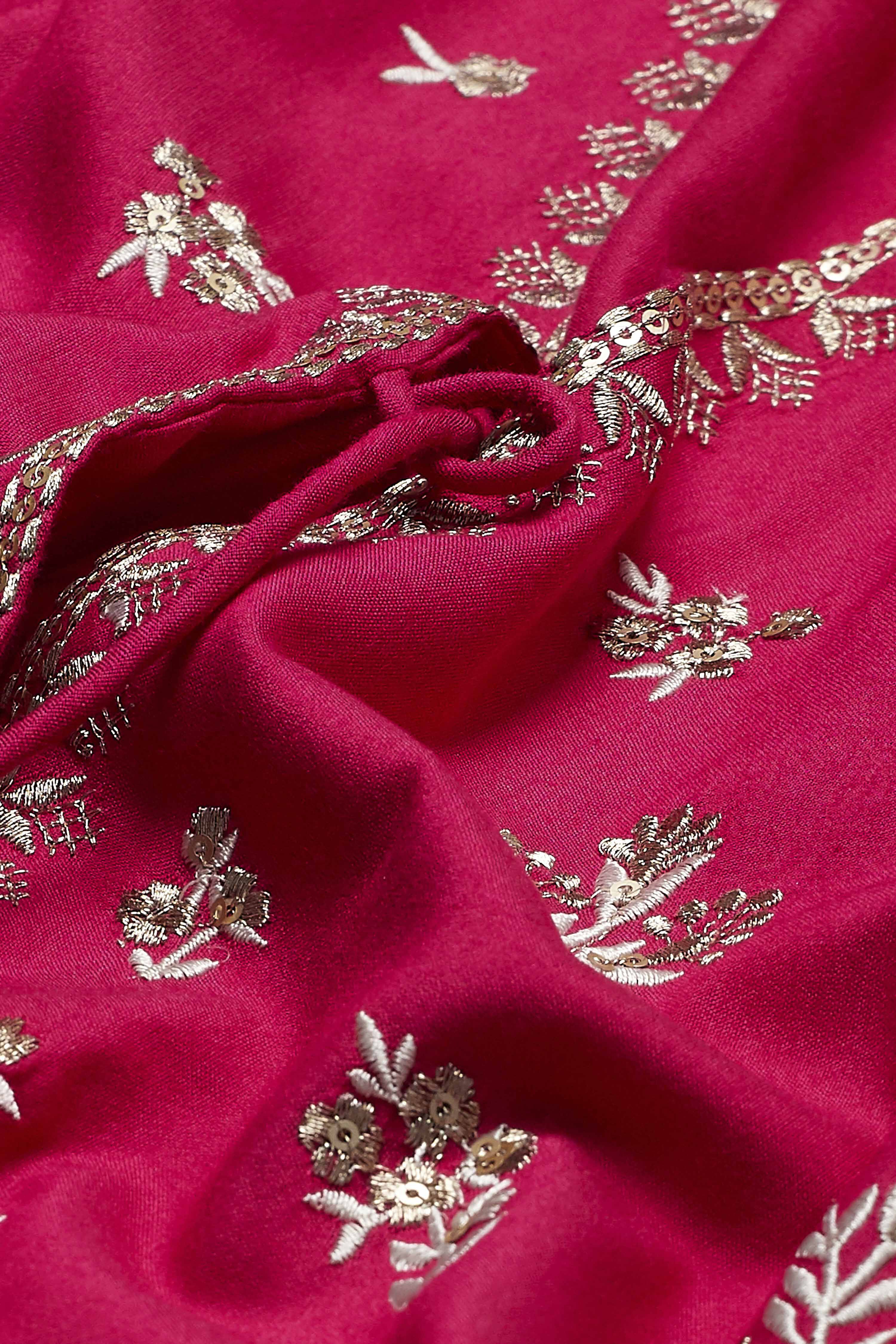 Red Embroidered Gathered Lehenga Set with Jacket image number 3