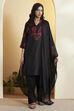 Black Viscose Blend Straight Suit Set image number 6
