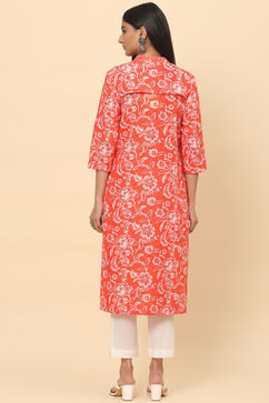 Red Sorbet Cotton A Line Kurta image number 4