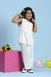 White Viscose Rayon Solid Straight Suit Set