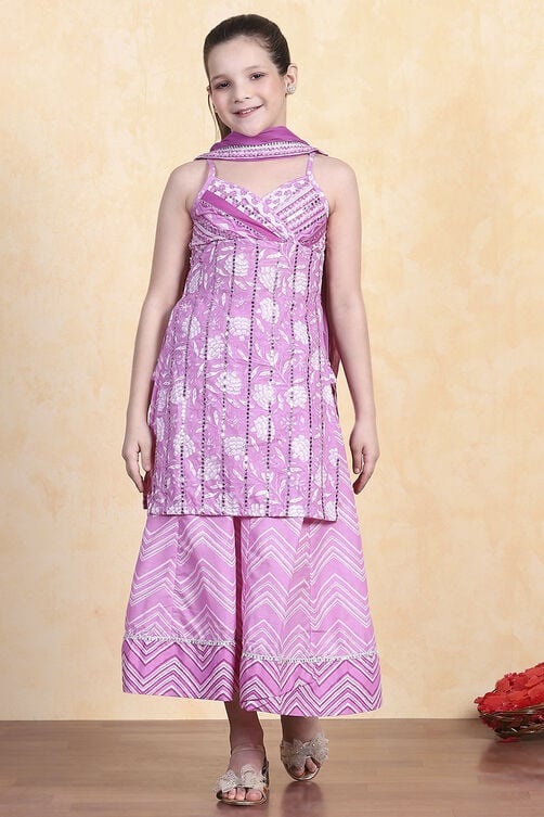 Pink Cotton Straight Suit Set image number 6