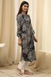 Blue Floral Printed Straight Kurta image number 3