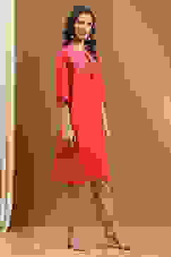 Pink Viscose Blend Straight Kurta image number 4