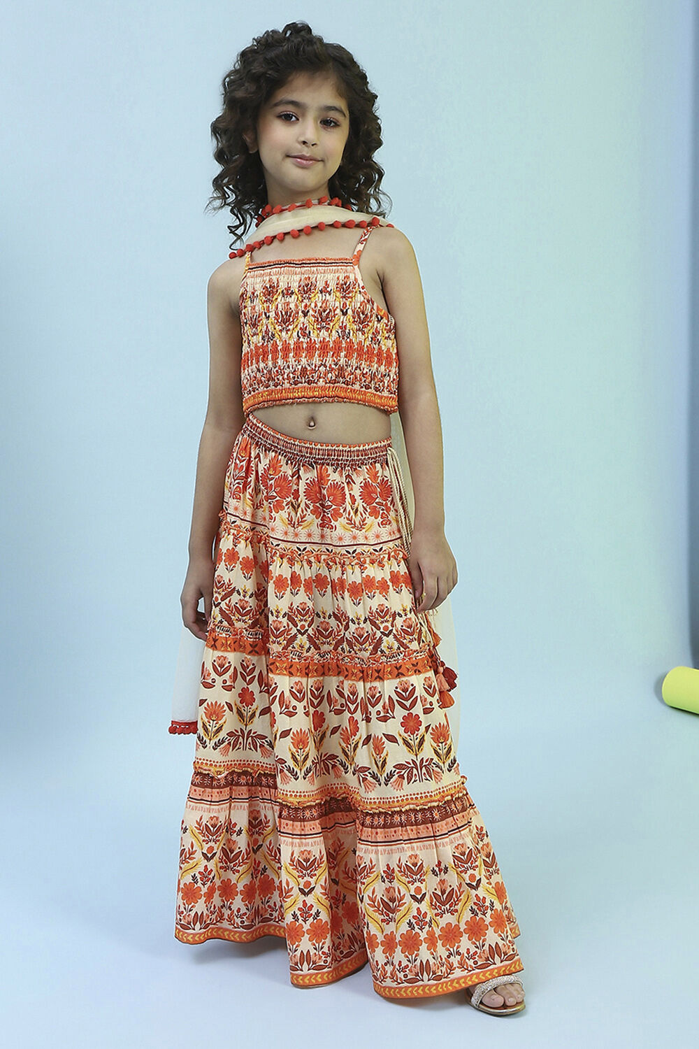 Multi-Colored Cotton Lehenga Set image number 6