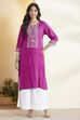 Purple Viscose Rayon Printed Straight Kurta image number 6