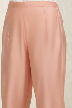 Peach Art Silk Woven Unstitched Suit Set image number 3
