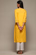 Off White Cotton Straight Kurta image number 4