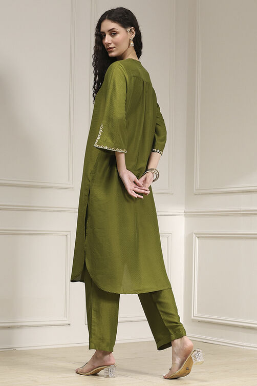 Indigo Blue Dyed Straight Kurta Set image number 4