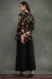 Black Silk Chanderi Floral Printed Gathered Co-ord Set image number 4