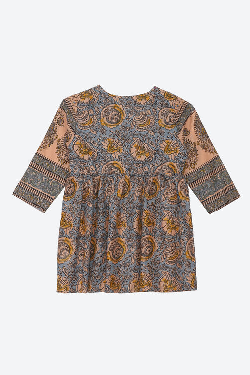 Peach Cotton Printed Kurta image number 2