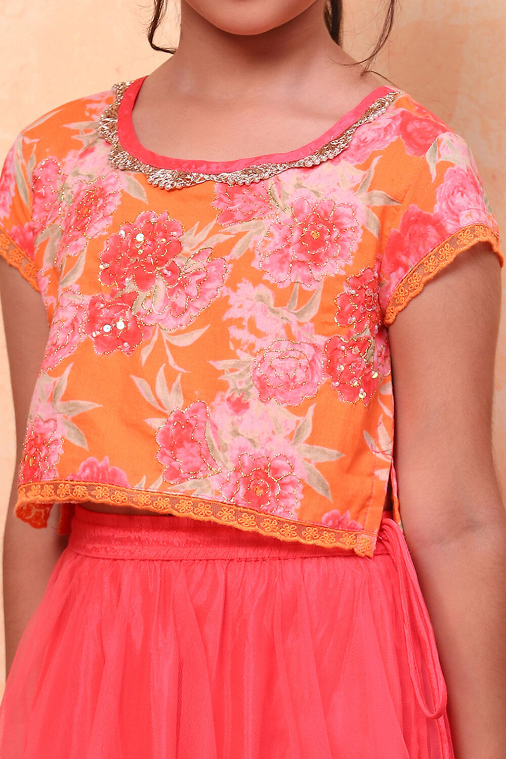 Green Floral Festive Flared Lehenga Set image number 1