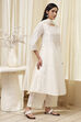 Off-White Embroidered Kalidar Suit Set image number 5
