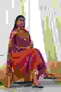 Rust Cotton Yarn-Dyed Kalidar Suit Set image number 0