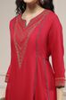 Red Viscose Rayon Straight Solid Suit Set image number 1