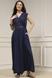 Navy Blue Viscose Rayon Asymmetric Dyed Jumpsuit image number 5