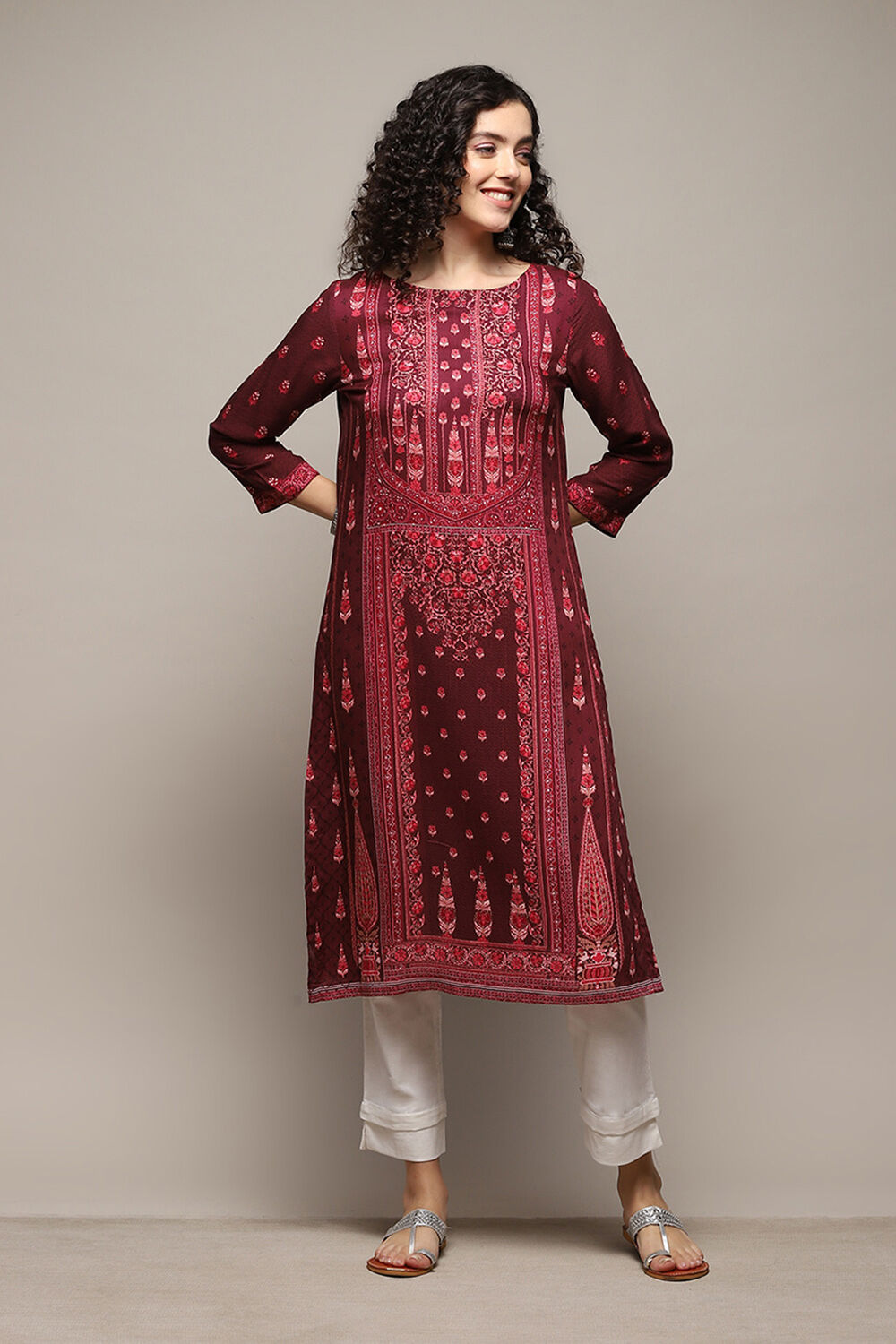 Teal LIVA Straight Printed Kurta image number 5