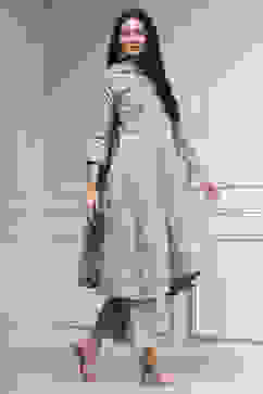 Sea Blue Cotton Silk Embroidered Kalidar Suit Set image number 5