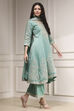 Off White Cotton Silk Anarkali Suit Set image number 5