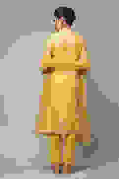 Yellow Cotton Blend Straight Kurta Suit Set image number 2