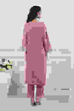 Pink Cotton Straight Suit Set image number 3