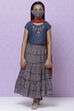 Teal Poly Cotton Girls Lehenga Set image number 4