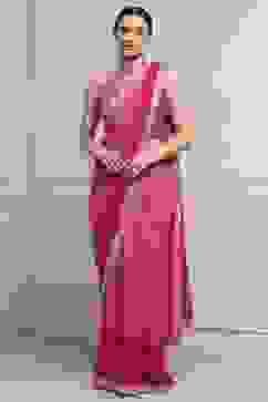 Pink Cotton Blend Printed Saree image number 6