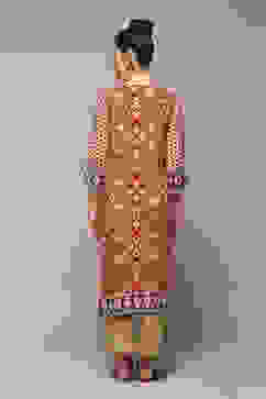 Burnt Orange LIVA Straight Printed Kurta image number 4