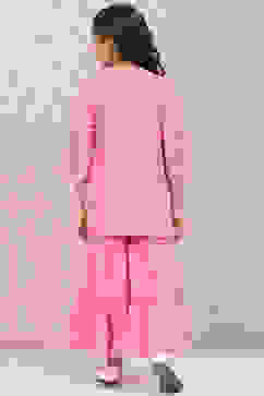 Pink Cotton A-Line Printed Kurta Set image number 4