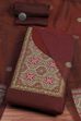 Maroon Chanderi Blend Handloom Unstitched Suit Set image number 0