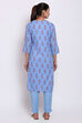 Peach Metallic Cotton Printed Kurta image number 5