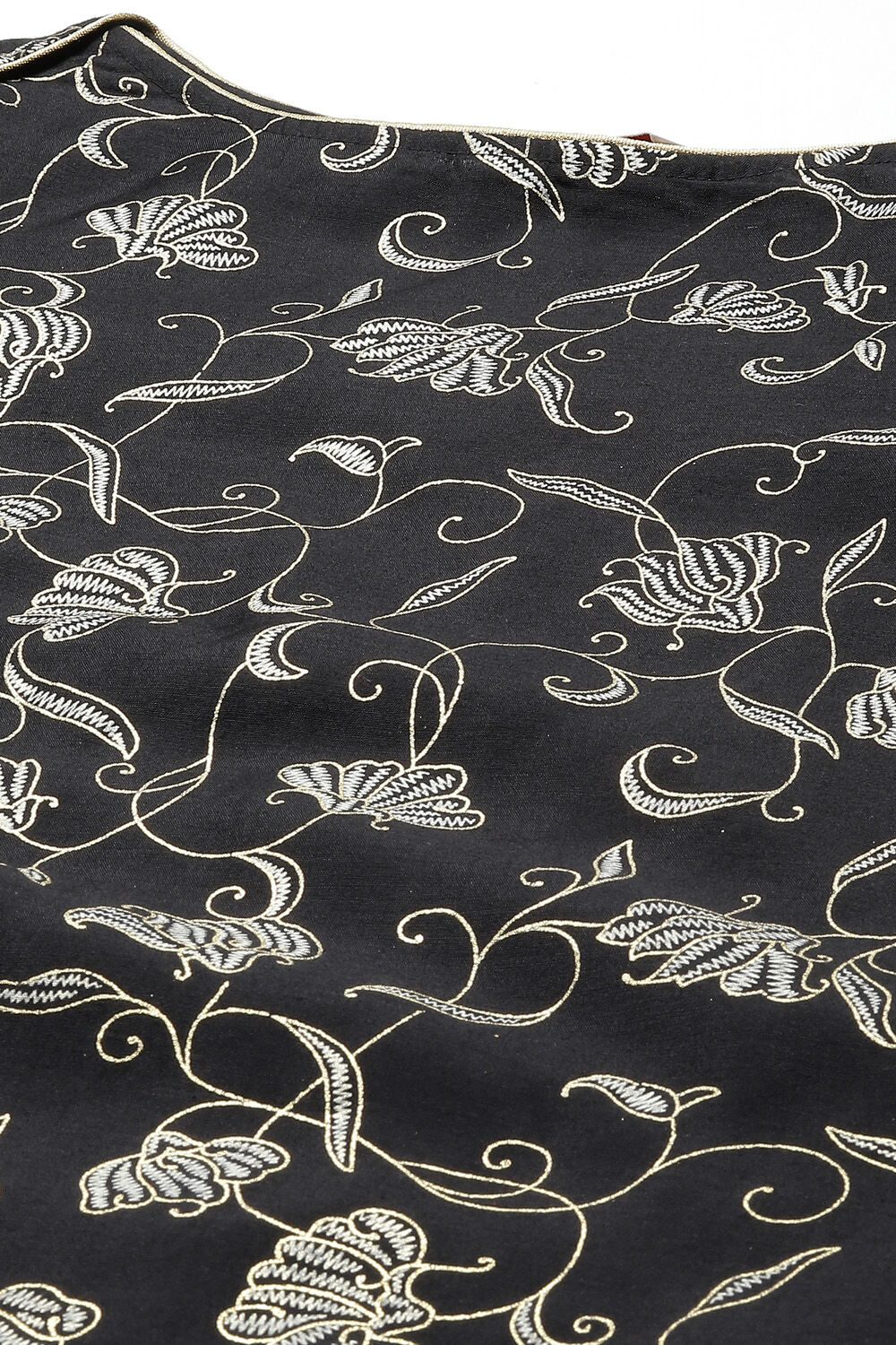 Black Printed Straight Kurta Regular Pants Suit Set image number 1