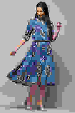 Electric Blue Viscose Straight Kurta image number 4