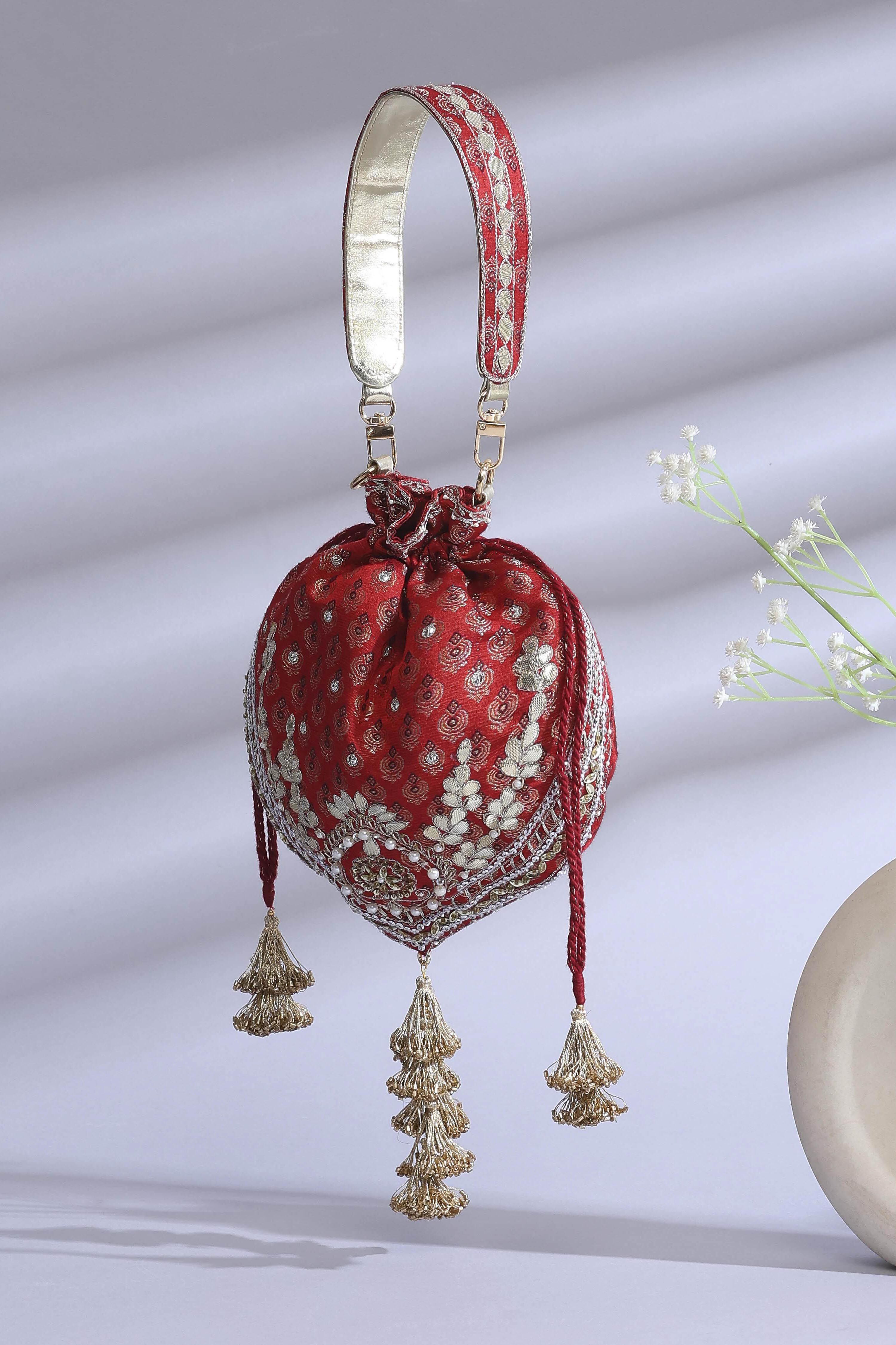 Red Polycotton Potli image number 6