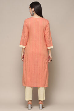 Peach Cotton Unstitched Suit set image number 6