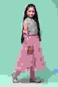 Onion Pink Nylon Flared Printed Suit Set image number 6