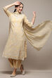 Beige Poly Chanderi Straight Suit set image number 0