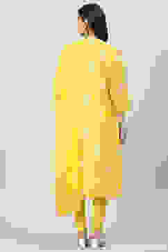 Yellow Straight Kurta Churidar Suit Set image number 4