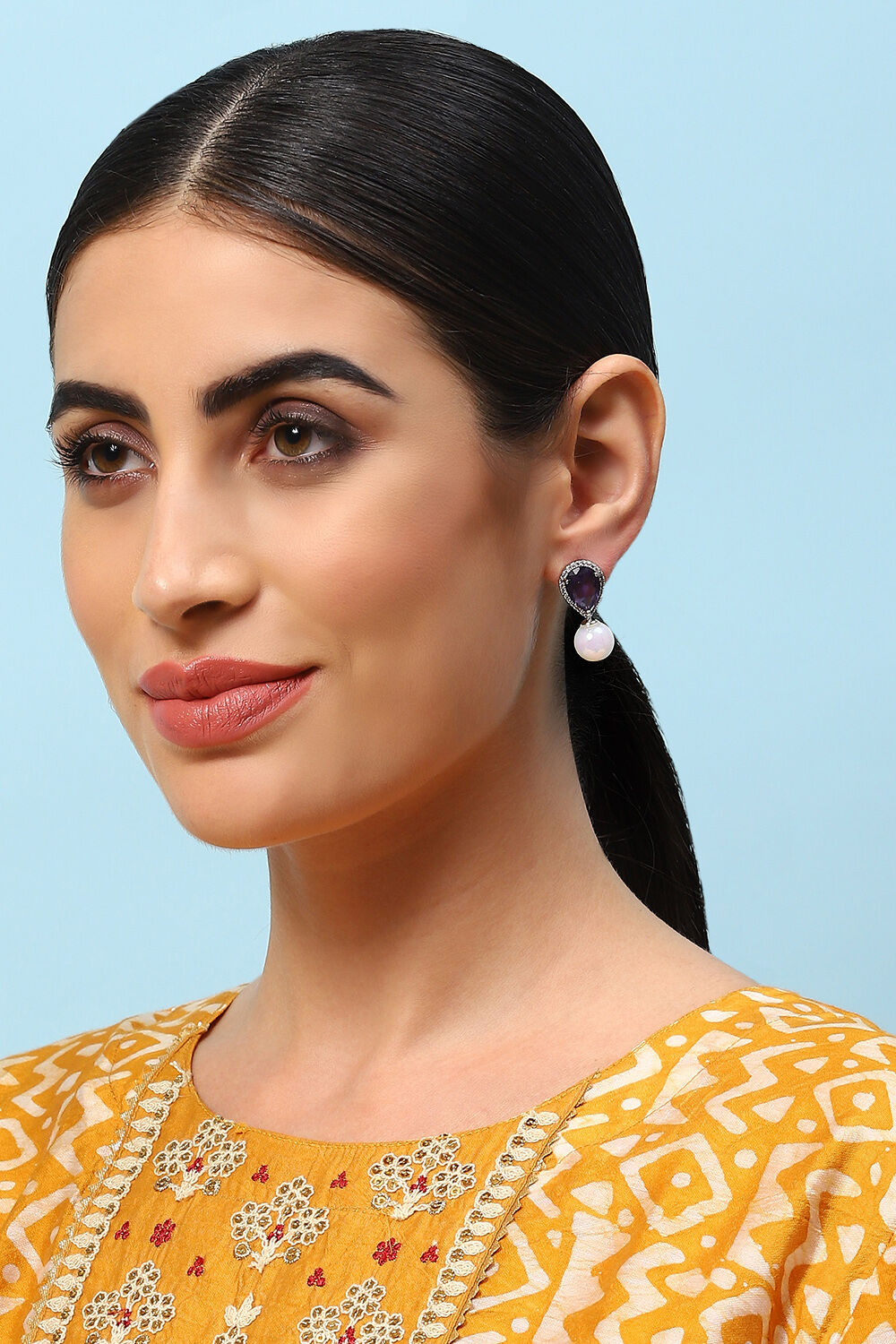 Purple Brass Earrings image number 3