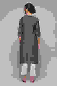 Indigo Poly Viscose Straight Printed Kurta image number 4