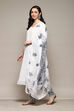 White Cotton Handloom Unstitched Suit Set image number 6